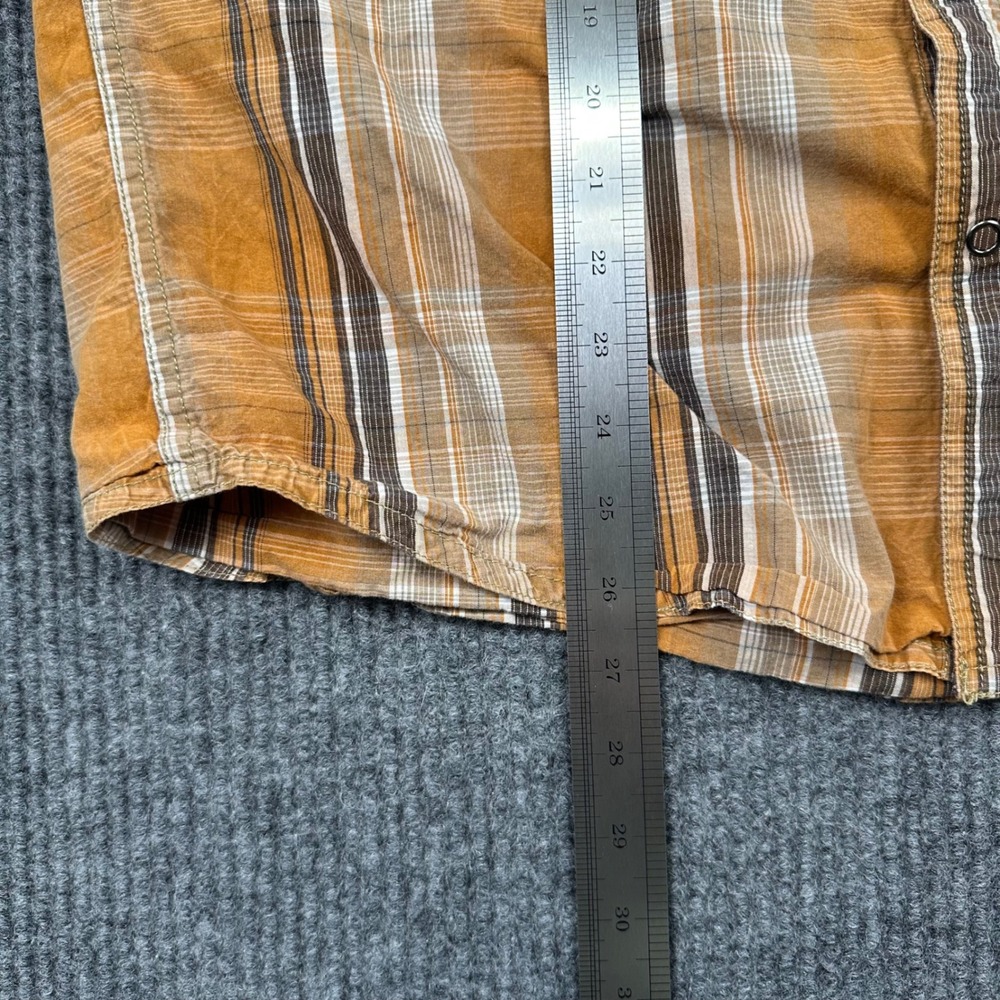 Prana Pearl Snap Button Down Shirt Mens Medium Long Sleeve Plaid Orange Medium - Picture 8 of 9